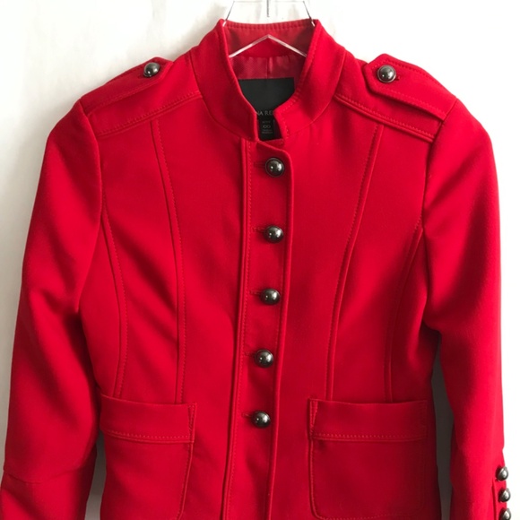 Banana Republic Military Inspired Button Embellished Tailored Jacket 00P Red - Picture 6 of 14